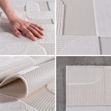 Krem Sisal Geometrik desenli Halı İç Dış Mekan Teras Balkon Salon Mutfak Oda Çocuk Halısı