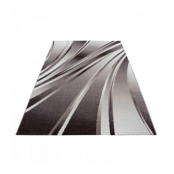 Modern desenli Halı Geometrik dalgalı ve Çizgili tasarım Kahverengi Bej Krem