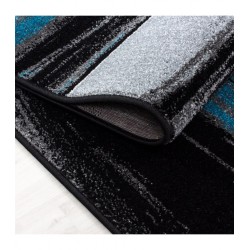 Modern Tasarımlı Halı Fırça boyama efekti Siyah Gri Mavi Beyaz