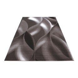Modern desenli Halı Geometrik dalgalı tasarım Kahverengi Bej
