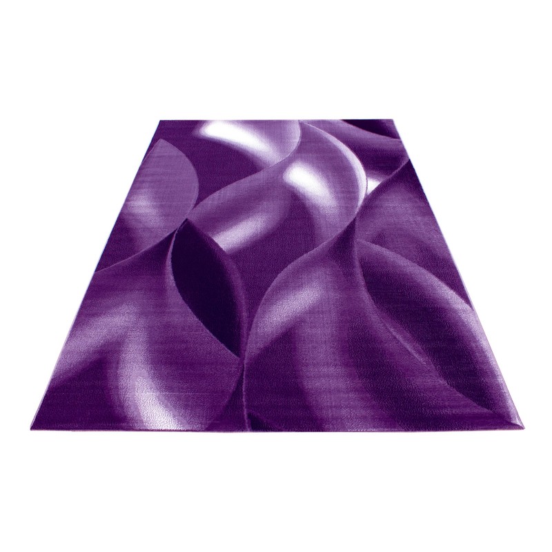 Modern desenli Halı Geometrik dalgalı tasarım Siyah Lila Beyaz