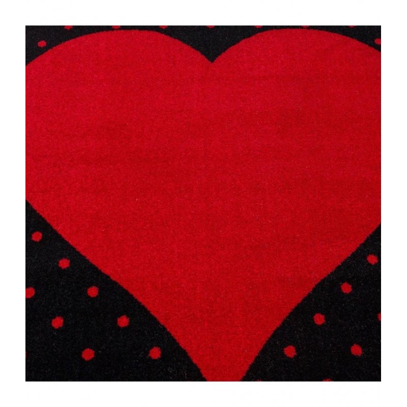 Çocuk Bebek odası halısı Kalp puan desenli Halı Kırmızı Siyah