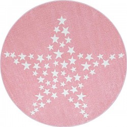 Çocuk Bebek odası halısı Yıldız desenli Halı Pembe Beyaz