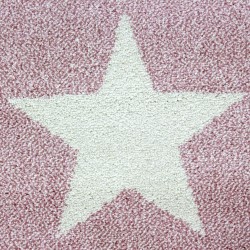 Yuvarlak Çocuk odası halısı kareli yıldız kalp bulut desenli Gri Pembe Beyaz