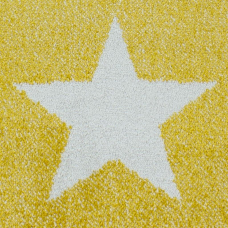 Yuvarlak Çocuk odası halısı kareli yıldız kalp bulut desenli Gri Sarı Beyaz