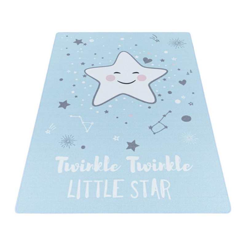 Çocuk Bebek odası oyun Halısı minik sevimli Yıldız desenli Mavi tonlarda