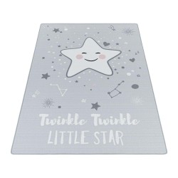 Çocuk Bebek odası oyun Halısı minik sevimli Yıldız desenli Gri tonlarda