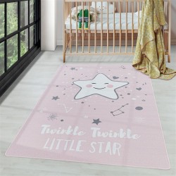 Çocuk Bebek odası oyun Halısı minik sevimli Yıldız desenli Pembe tonlarda