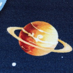Çocuk Bebek odası oyun Halısı Uzay Gezegenler temalı Lacivert tonlarda
