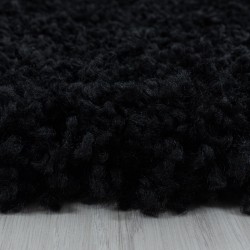 Shaggy Halı Salon halısı yumuşak yüksek havlı düz Siyah renkli
