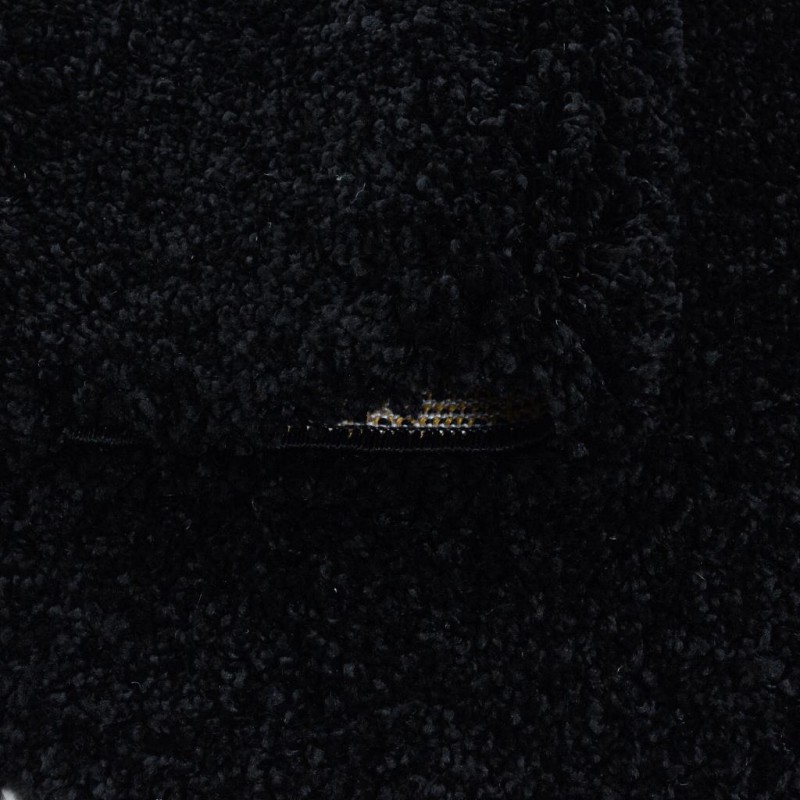 Shaggy Halı Salon halısı yumuşak yüksek havlı düz Siyah renkli