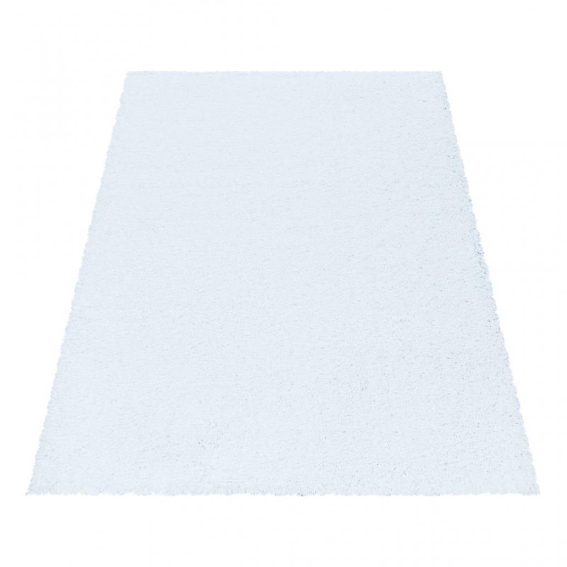 Shaggy Halı Salon halısı yumuşak yüksek havlı düz beyaz renkli