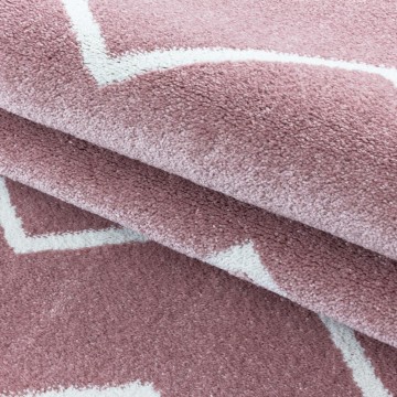 Modern Halı yumuşak su dalga Zigzag desenli pastel Rose Pembe Beyaz tonlarda