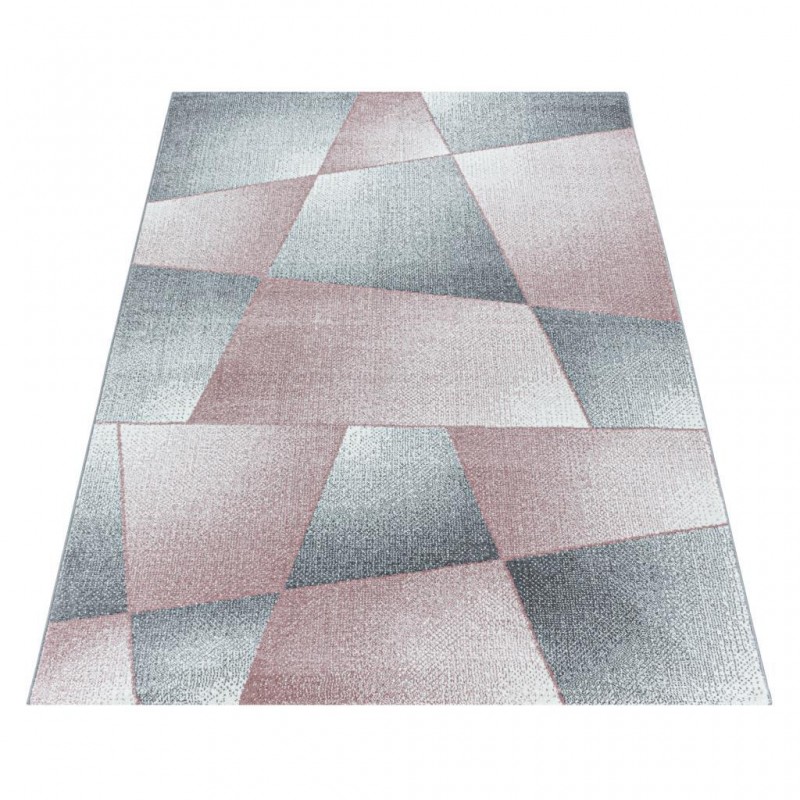 Modern Halı yumuşak Abstrak Geometrik desenli Rose Pembe Gri tonlarda