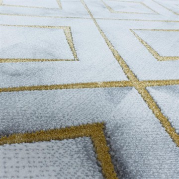 Modern karma abstrak kare üçgen Mermer desenli Halı Gold Altın Beyaz Gri