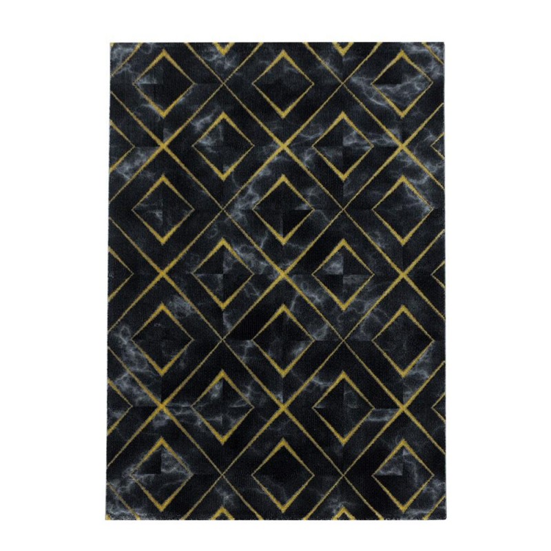 Modern karma abstrak kare üçgen Mermer desenli Halı Gold Altın Siyah Gri