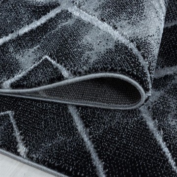 Modern karma abstrak kare üçgen Mermer desenli Halı Gümüş Siyah Gri