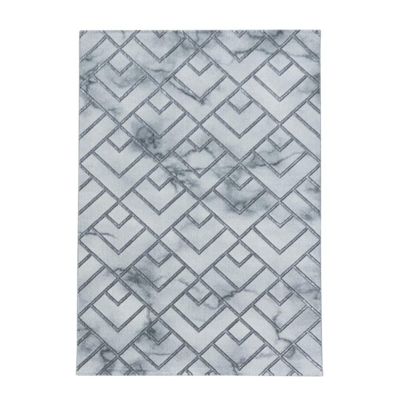 Modern karma abstrak kareler Mermer desenli Halı Gümüş Beyaz Gri