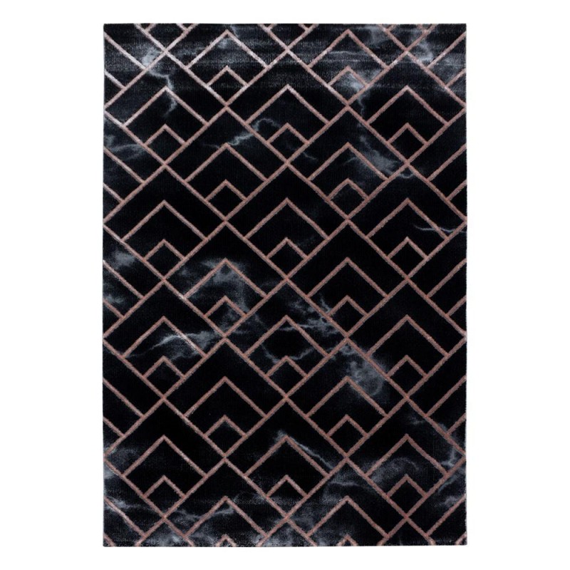 Modern karma abstrak kareler Mermer desenli Halı Siyah Bakır Bronz Gri