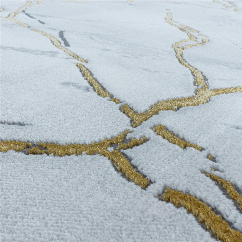 Modern karma abstrak çizgili Mermer desenli Halı Gold Altın Gri Beyaz