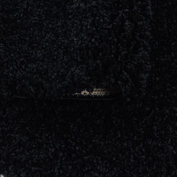 Yuvarlak Shaggy Halı Salon halısı yumuşak yüksek havlı düz Siyah renkli
