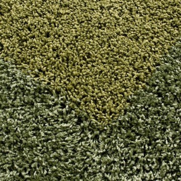Yuvarlak Shaggy Halı 30 mm Hav yüksekliği Bordür Desenli Yeşil Tonlarında