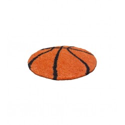 Çocuk Halısı Basketbol Topu Uzun Iplikli Shaggy yuvarlak Turuncu Siyah