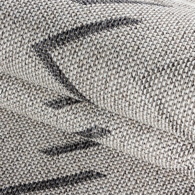 Dış Mekan Teras Halısı Sisal Hasır görünümlü Zigzag desenli Krem Bej Halı