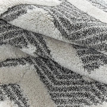 Yuvarlak modern yumuşak Bukle Taban kabartmalı 3D Abstrak dalga desenli Halı Gri