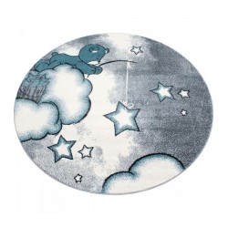 Çocuk halısı Ayı Bulut Yıldız desenli Mavi Gri Beyaz