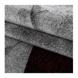 Halı modern tasarımlı kısa havlı ücgen desenli salon halısı Siyah Gri Kırmızı