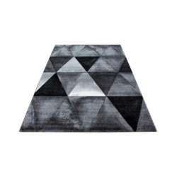 Halı modern tasarımlı Üçgen desenli salon halısı Siyah Gri