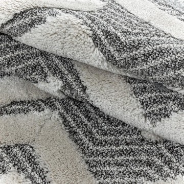 Yuvarlak Salon Oda Mutfak Çocuk Halısı Bukle Taban kabartma 3D Abstrak dalga desenli Halı Gri