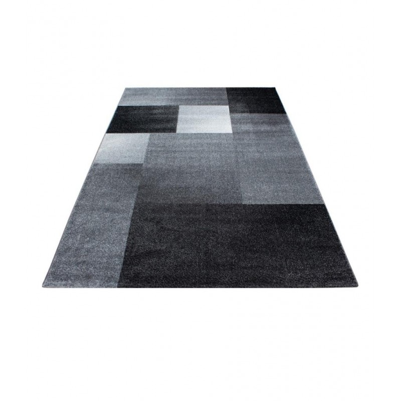 Halı modern tasarımlı blok desenli salon halısı Siyah Gri