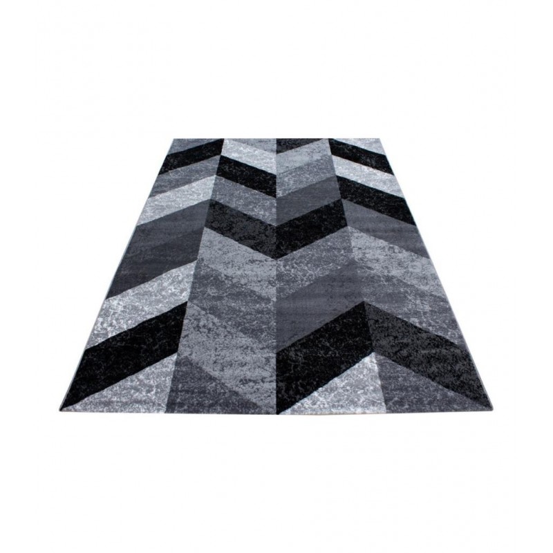 Modern desenli Halı Geometrik Kareli tasarım Siyah Gri Beyaz