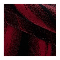 Desenli Halı Geometrik dalgalı tasarım Siyah Kırmızı renkli