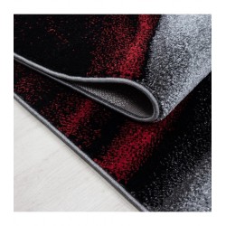 Modern Desenli Halı Dalga motifli Tasarım Siyah Gri Kırmızı