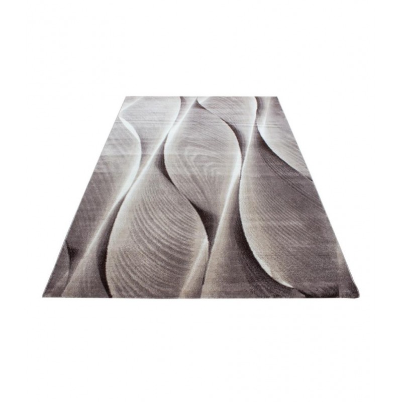 Modern desenli Halı 3 Boyutlu dalgalı tasarım Kahverengi Bej Krem
