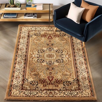 Klasik desenli Salon Halısı Dokuma Halı Iran tarzı süslemeli Bej Siyah Krem