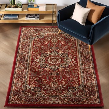 Klasik desenli Salon Halısı Dokuma Halı Iran tarzı süslemeli Bordo Siyah Krem