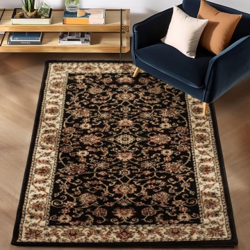 Klasik desenli Salon Halısı Dokuma Halı Iran tarzı Barok süslemeli Siyah Gold Bej