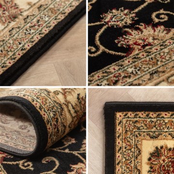 Klasik desenli Salon Halısı Dokuma Halı Iran tarzı Barok süslemeli Siyah Gold Bej