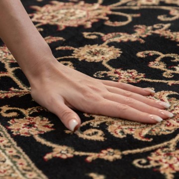 Klasik desenli Salon Halısı Dokuma Halı Iran tarzı Barok süslemeli Siyah Gold Bej