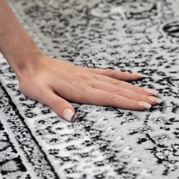 Klasik desenli Salon Halısı Dokuma Halı Iran tarzı süslemeli Siyah Gri Beyaz