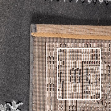 Klasik desenli Salon Halısı Dokuma Halı Iran tarzı Madalyon süsleme Siyah Gri