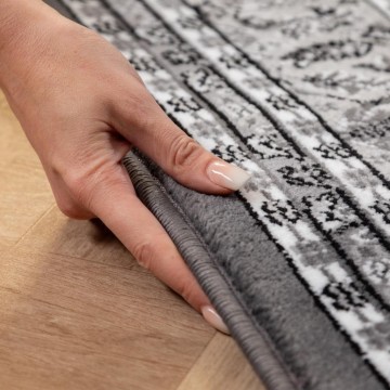 Klasik desenli Salon Halısı Dokuma Halı Iran tarzı Madalyon süsleme Siyah Gri